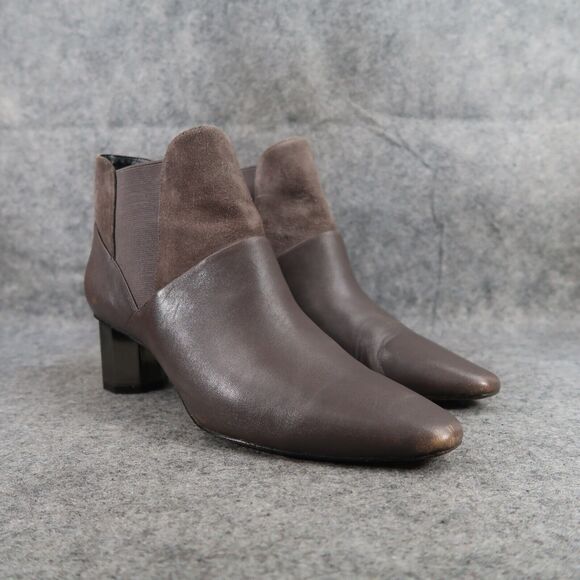 Donald Pliner Shoes Womens 8 Booties Fashion Fate Mixed Media Leather Suede Grey - Picture 1 of 15